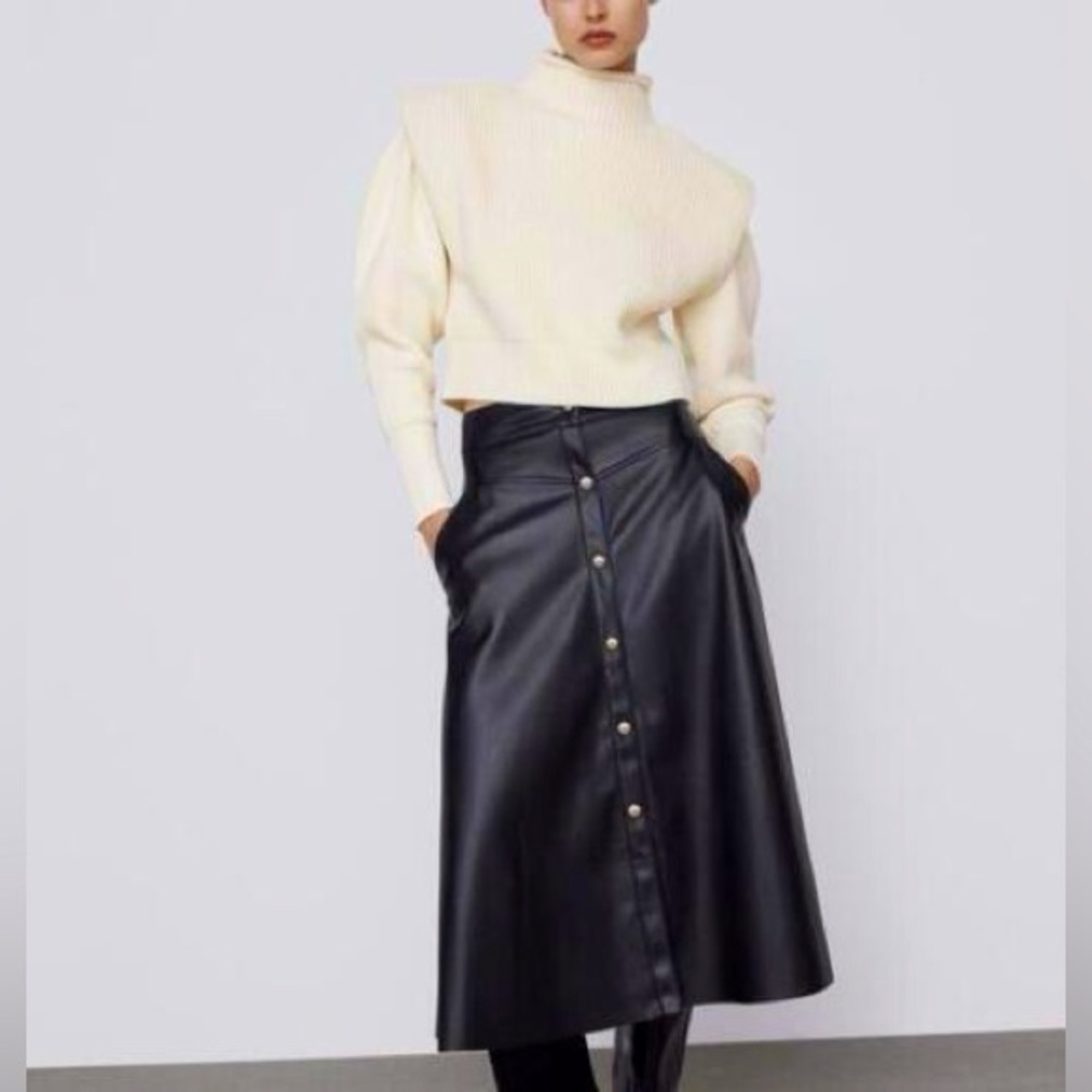 ZARA Faux black leather skirt Medium